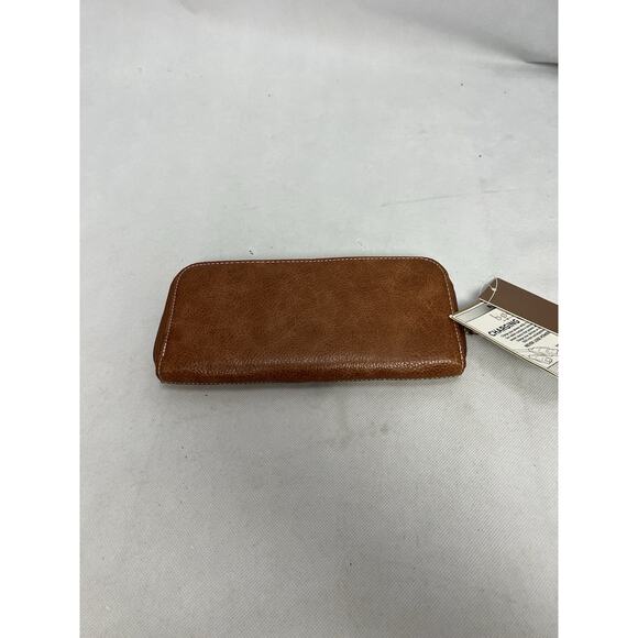 BOC Born Concept Charging Phone Bank Zip Wristlet Wallet Straw & Brown Saddle - Picture 4 of 6